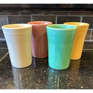 Set of 4 Fiesta Homer Laughlin Water / Juice Tumbler Cup Glass Fiestaware